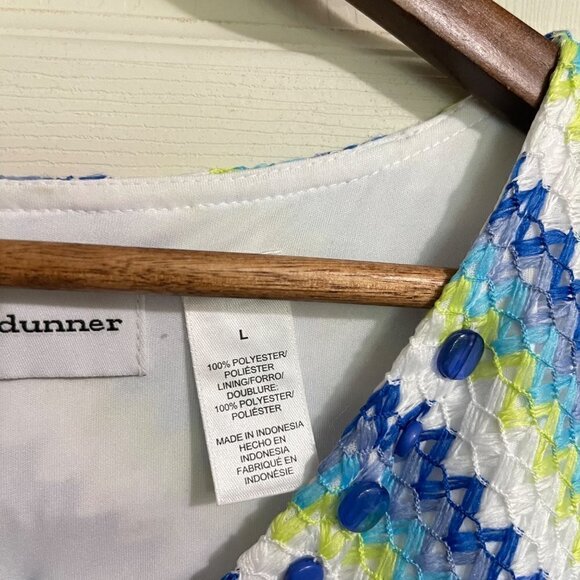 Alfred Dunner Womens Blue Crochet Asymmetrical Beaded Embellished Blouse Small - Picture 3 of 7